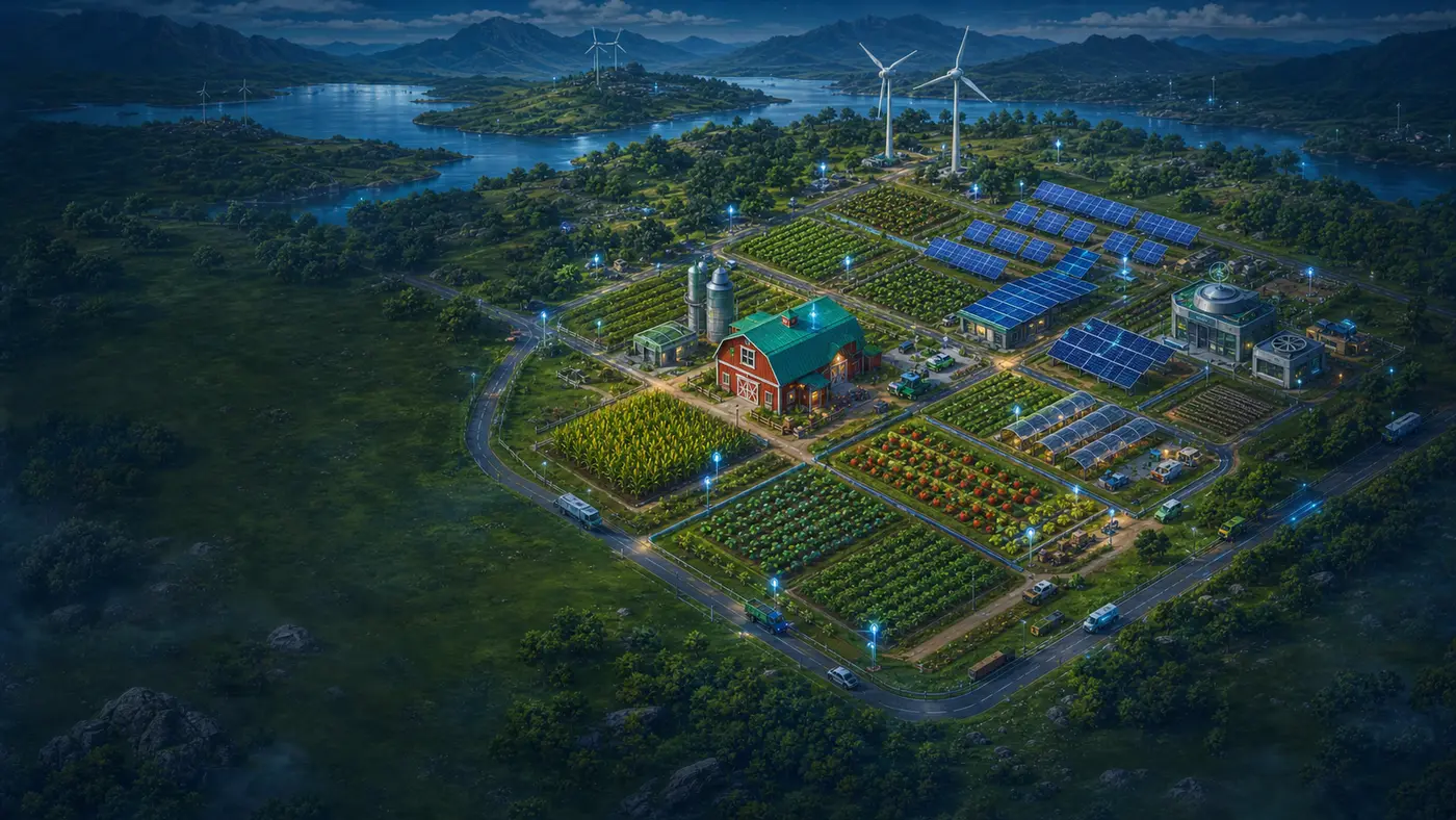Connected agriculture and renewable-energy ecosystem